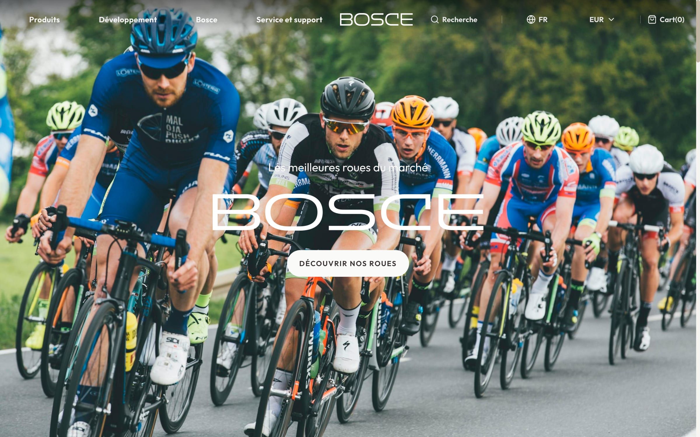 Capture de la page d'accueil du site Bosce Wheels