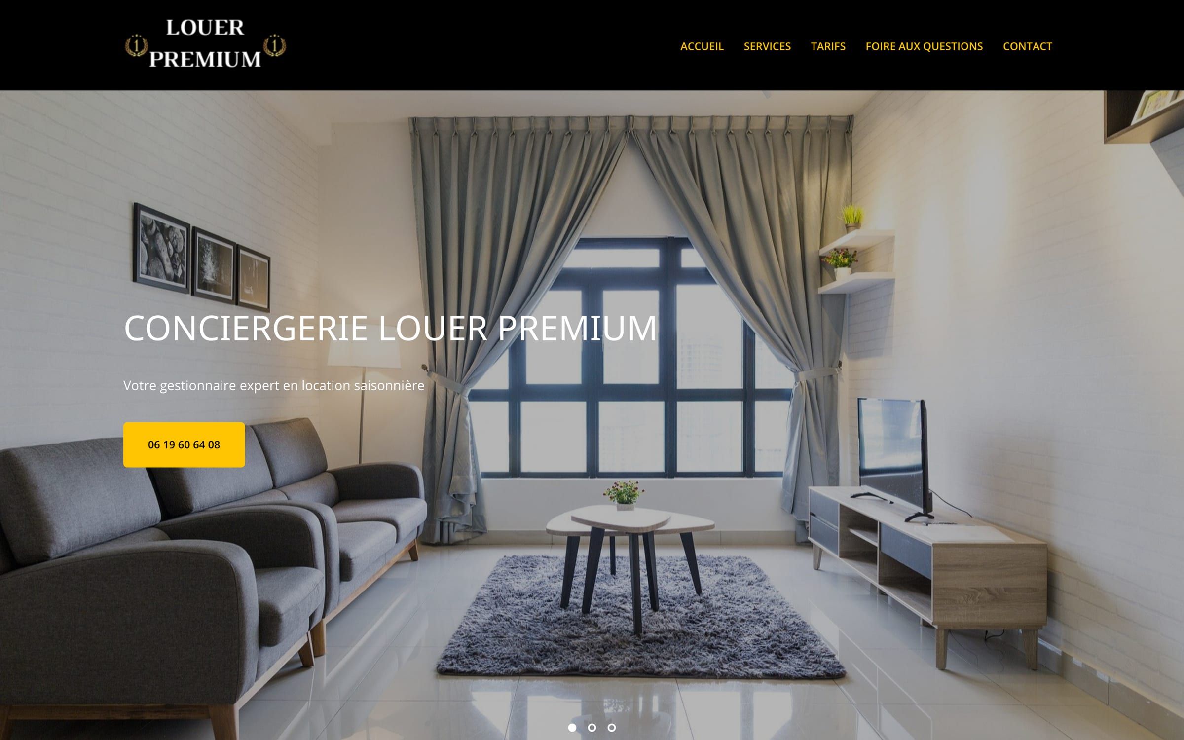 Capture de la page d'accueil du site Conciergerie Louer Premium
