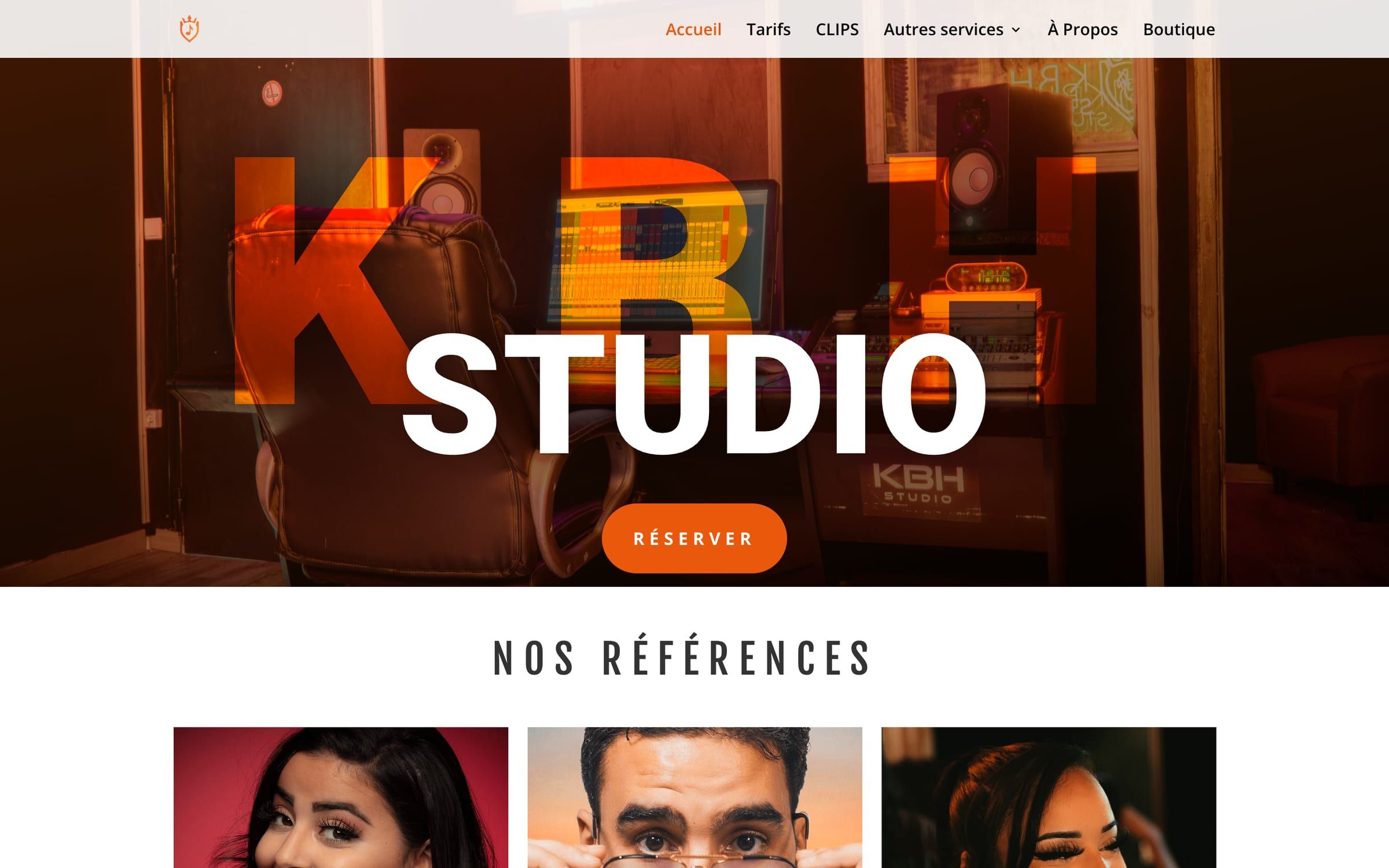 Capture de la page d'accueil du site KBH Studio