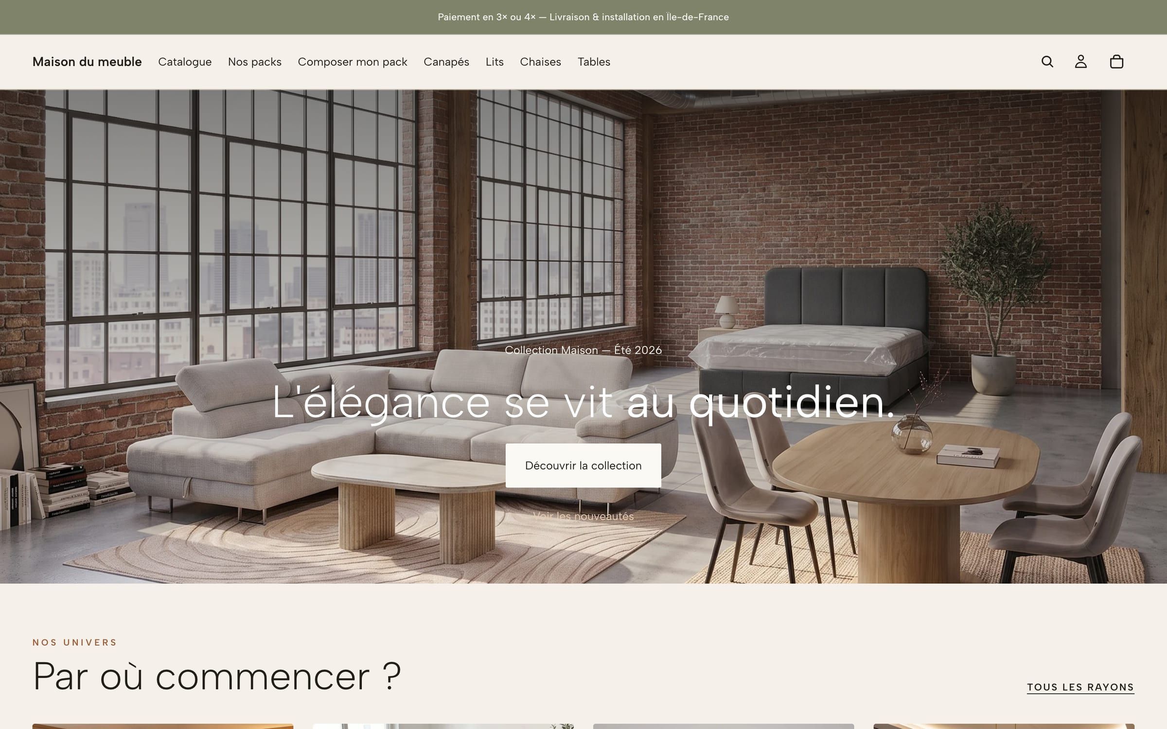 Capture de la page d'accueil du site Maison du Meuble