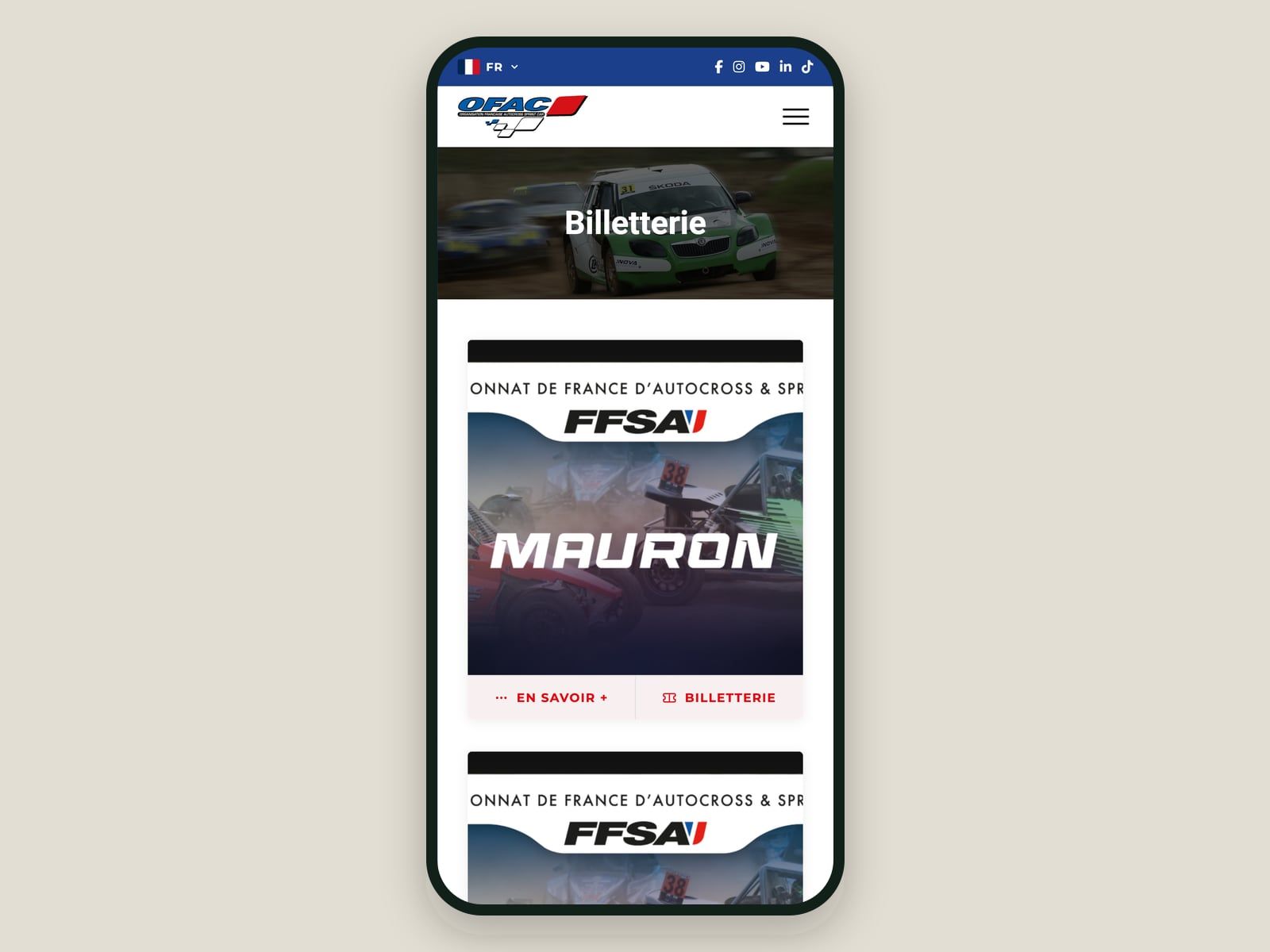 Le site OFAC affiché sur mobile