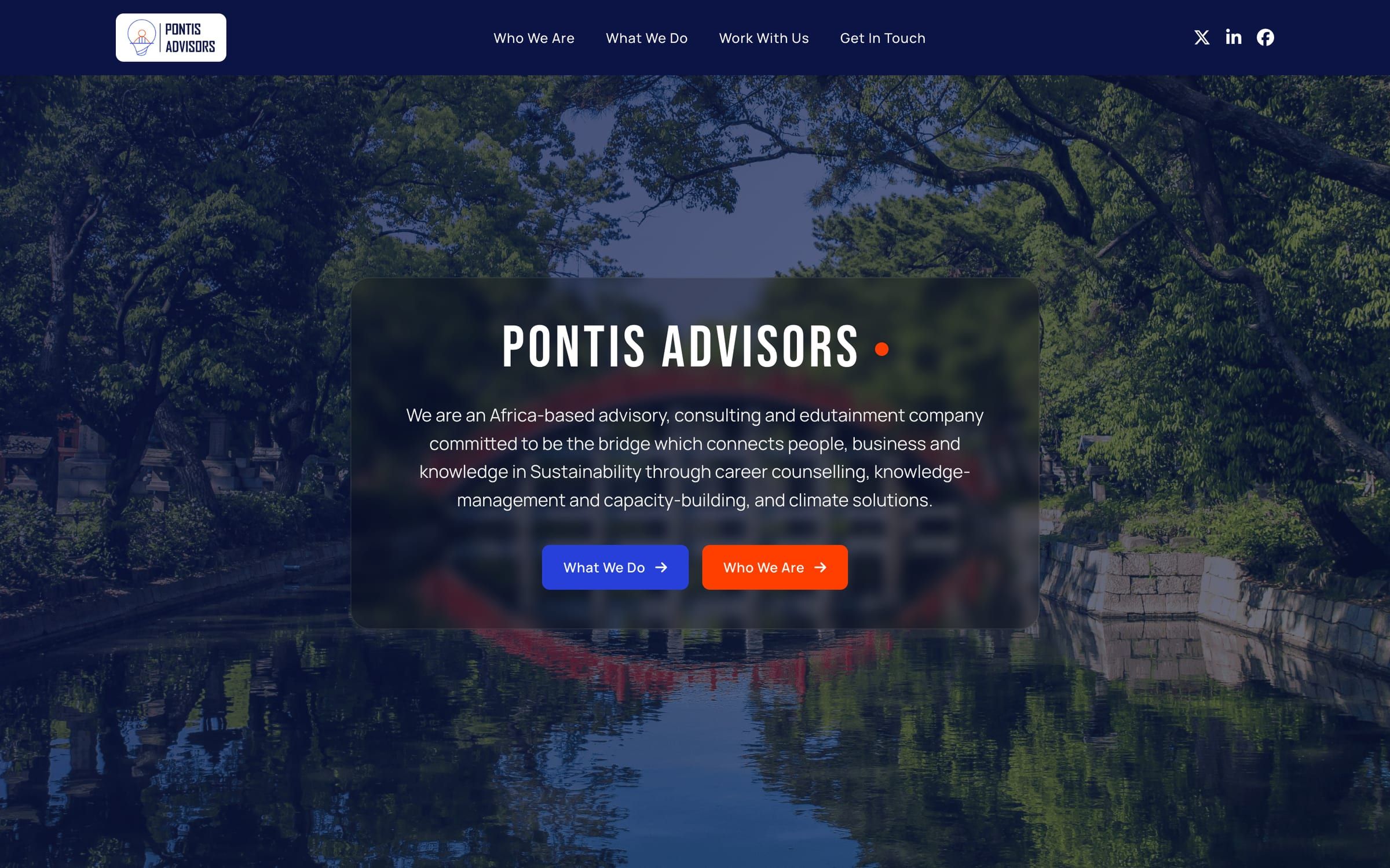 Capture de la page d'accueil du site Pontis Advisors